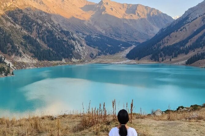 Almaty lake - Stop 1: Big Almaty Lake, with snowy peaks and photo-ready views